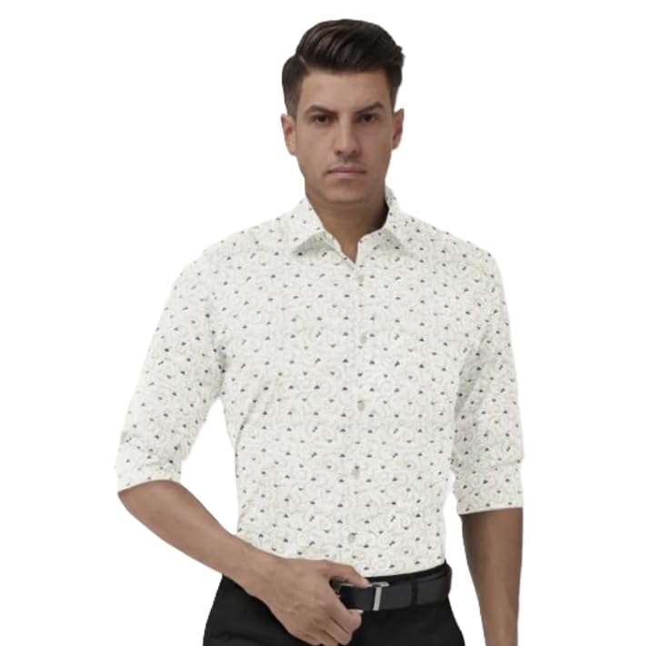 Printed design Cotton Unstitched Shirt Fabric, Light Pista 100% Giza Cotton-image-14