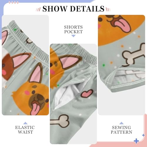 Boys' Pants Cute Dog Bones Grey Long Bottoms Jogger Pants Elastic Waist Trousers with Pockets S-XL4