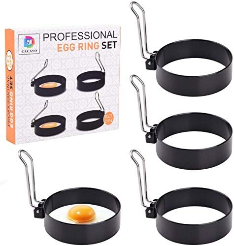 Egg Ring, Round Professional Pancake Mold, Egg Cooker Rings for Cooking, Stainless Steel Non Stick Round Egg Ring Mold for Fried Egg, Pancakes, Sandwiches 4PCS