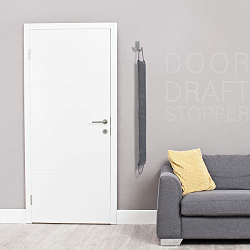 Tuffen Door Draft Stopper 37”, Weighted Under Door Noise Air Blocker, Heavy Duty Sound Proof Draft Guard Door Gap Blocker With Hook Tape For Doors And Windows, 2.3Lbs (Grey) #TOP6