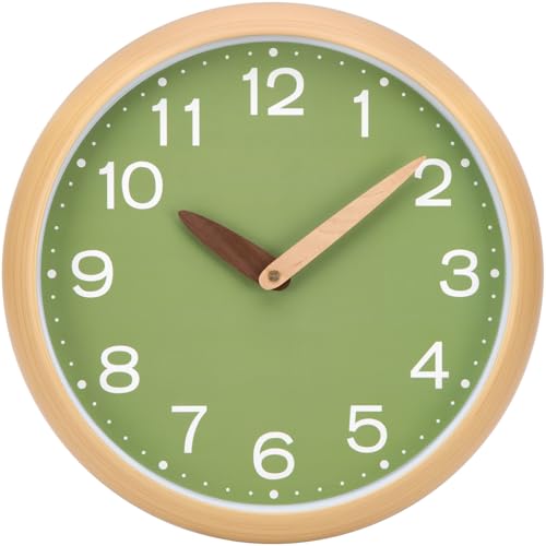 VIVILINEN Reloj de Pared Silencioso, Diseño Moderno y Original, Grano de Madera, Marco de Plástico, para Cocina, Salon, Dormitorio, Oficina, 30 cm