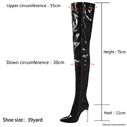 CRETUAO Cuissardes pour Femmes, Dames Talon Aiguille Cuir Chaussures à Talons Cuissardes sur Les Bottes au Genou pour Femmes,Noir,42 EU – vue 4