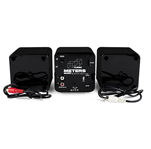 Image of Meters m-CUBED-BLK Desktop Wireless, Bluetooth Speakers [Gloss Black, 20W]