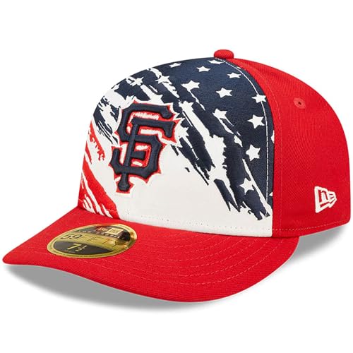 New Era SF San Francisco Giants 59FIFTY LP 4th of July Stars and Stripes Fitted Cap, Hat (US, Numeric, 7 3/8, Red White Blue)