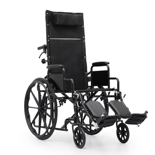 monicare High Back Foldable Transport Wheelchair for Adults 300-lbs Heavy-Duty