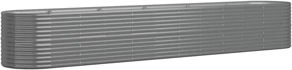 Large Oval Grey Powder-Coated Steel Raised Garden Bed 173 x 31 x 27 in, Rust-Resistant Planter Box for Outdoor Vegetables, Herbs & Flowers, Modern Raised Bed for Patio, Balcony & Yard