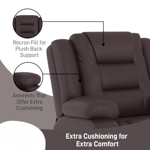 Image of Amazon Brand - Solimo Fraklin | Single Seater Sofa Recliner | Manual Recliner (Leatherette Brown)