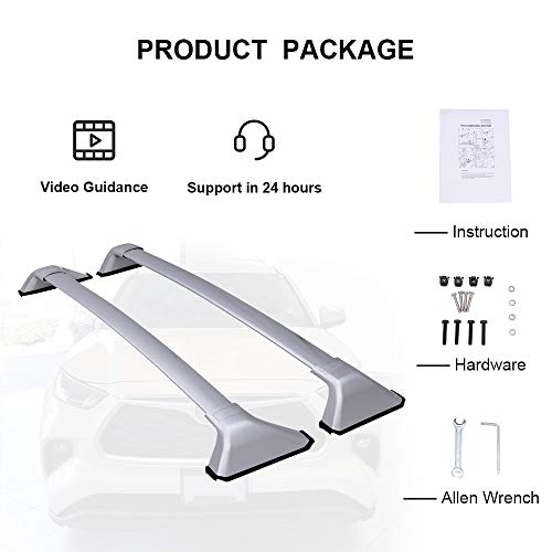 Snailfly Silver Cross Bars Roof Racks Fit For 2020-2023 Toyota Highlander Xle Xse Limited Platinum ( Models With Side Rails ) #TOP2