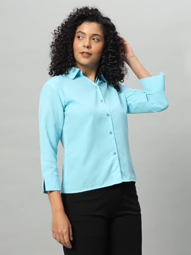 Image of FUNDAY FASHION Women's Crepe Regular Fit Solid V Collered Casual Shirt