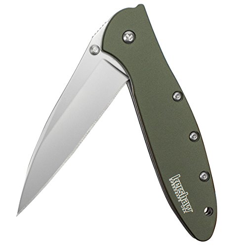 Image of Kershaw Leek, BlackWash Pocket Knife (1660BLKW); 3 Sandvik 14C28N Steel Blade, 410 Stainless Steel Handle, BlackWash Finish, SpeedSafe Assisted Open, Frame and Tip Locks, Reversible Pocketclip; 3 OZ