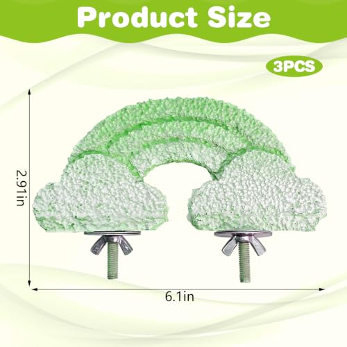 Image of PINVNBY 3PCS Bird Beak Grinding Stone Resin Bird Perch Stand Grinding Claw Clouds Birds Cage Perch Parrot Climbing Chewing Toys Parakeet Cage Accessories for Budgies Cockatiels Conures (Green)