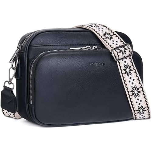 POIUGOYA Leather Crossbody Bag for Women Travel Purse Built-In RFID Wallet