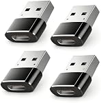 USB to USB C Adapter (Pack of 4) | Type-C Female to A Male Charger Converter for iPhone 17 Air Pro Max 16e 16 15 14 13 Plus Pro Max, Apple Watch11 10 9, Samsung S25,MacBooks,Laptops,Car