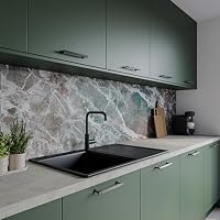 Rainforest Marble Kitchen Splashback Panel, Heat Resistant Aluminium Splashback, Modern Kitchen Wall Protector, Easy Clean,Easy Installtion, 3000x750mmx4mm