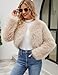 Gihuo Women's Winter Cropped Faux Fur Coat Long Sleeve Open Front Cardigan Fleece Jackets Shaggy Parka Outerwear(Apricot-L)
