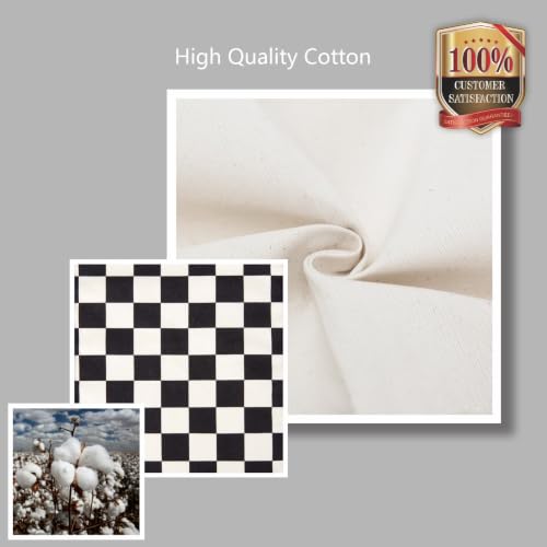 Image of TOPDesign 1-Pack Canvas Tote Bag with an External Pocket, Reusable Grocery Shopping Bag, Top Zipper Closure, Daily Essentials (Checkerboard /Natural)