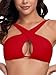 RELLECIGA Women's Red Halter Bikini Top Criss Cross Cutout Bathing Suit Size Medium