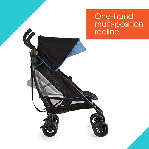 Summer 3Dlite+ Convenience Stroller, Blue/Matte Black – Lightweight Umbrella Stroller with Oversized Canopy, Extra-Large Storage and Compact Fold