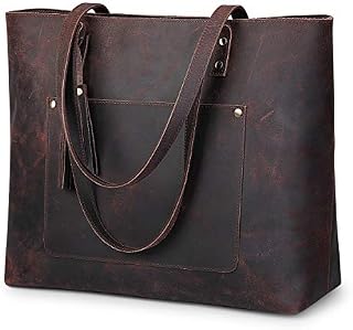 S-ZONE Women's Vintage Crazy Horse Leather Tote Shoulder Bag Handbag