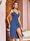 Missufe Midikleid Cocktailkleid Wickelkleid Sommerkleid Partykleid Damen Festliche Elegant Bodycon Hochzeit Abendkleider Ärmellos Spaghettiträger Kleider (Dunstblau, mittel)