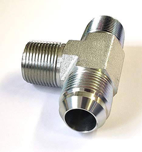 AF 2607-12-12-12 - 3/4 Male JIC 37 Degree Flare (1-1/16''-12 Threads) X 3/4 Male Pipe (1.050''-14 Threads) X 3/4 Male Pipe (1.050''-14 Threads) Run Tee