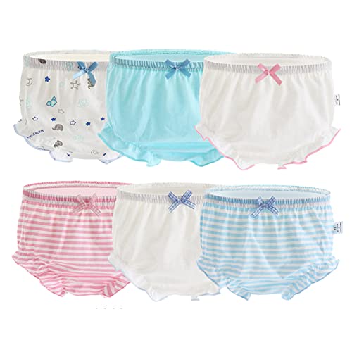 Orinery Cotton Underwear Baby Girl Undies Breathable Bloomers Briefs Infant Toddler Panties Kids Ruffle Assorted Boxer 6-Pack(Color B, 3-4T) #TOP1