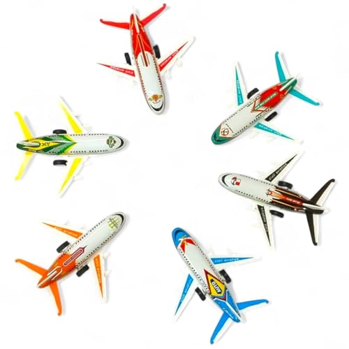 Image of SHAKTISM Die-Cast Airplane Model Set - Pull Back Metal Toy Planes for Kids, Assorted Mini Aircraft Toys for Boys & Girls, 3+ Years (Pack of 6)