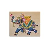 Canvas Prints Wall Art Traditional Indian Rajasthani Wall Painting Elephant Framed Canvas Wall...