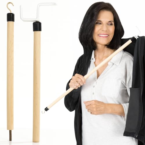 Vive Dressing Stick for Elderly (27”) - with Zipper Puller & Sock Remover Tool - Aid for Pants - Accessories for Daily Living, Assistant Device No Bending for Seniors - After Shoulder Surgery Helper