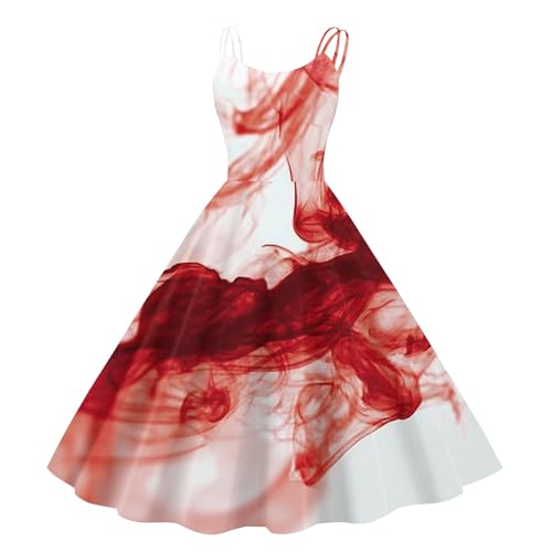 TOFOTL Disfarces de Halloween para mulher fantasia mulher bruxa vestido de festa saia bruxa renascentista costumes Scary E Murcielago, 78 - vermelho, L