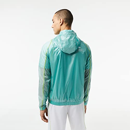 Lacoste Men’s Tennis Recycled Polyester Hooded Jacket, FLORIDA/PASTILLE MINT-LIM, XX-Large4