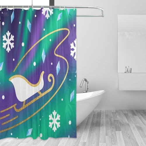 Rideau de douche en tissu 168 x 183 cm imperméable rideau polyester lavable avec crochet doré - 3