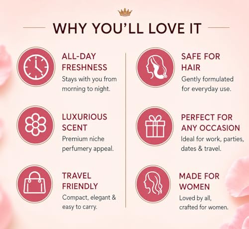 Image of Lychee Noir Hair Perfume foe Women - 30ml | Floral Amber Hair Mist for Women | Long Lasting Lightweight Hair Fragrance | Lychee Rose Vanilla Scent | Non-Drying Luxury Hair Scent