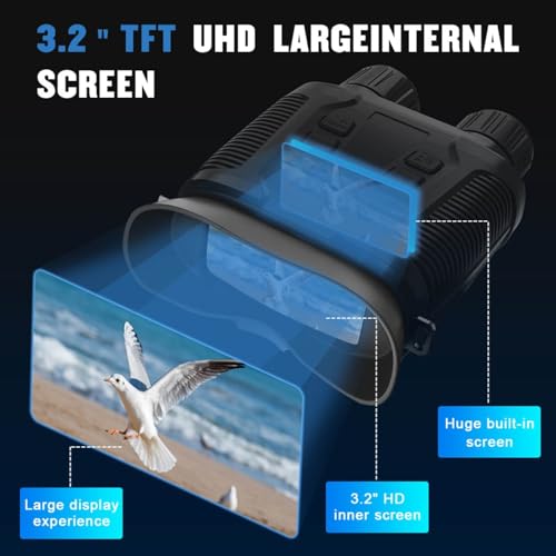 4K Night Vision Binoculars For Adults – Full Color & Infrared Goggles With 36MP Image, 500M Night Range, 10X Optical + 8X Digital Zoom, 3.2” Screen, Ideal For Hunting, Wildlife, Camping & Security. - 5