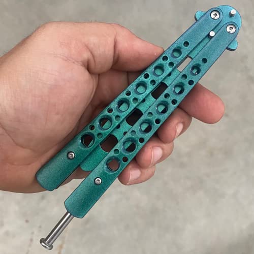 Faca Butterfly Manobras Luxuoso Sem Fio Treino Raibown Titanium Inox