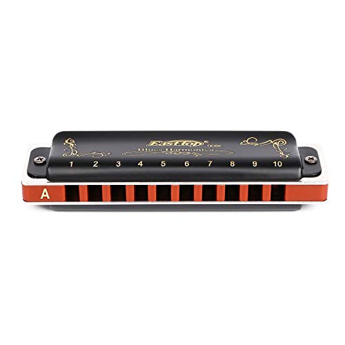 Easttop Harmonica Key of A 10 Hole 20 Tone Diatonic Blues Harmonica A with Case Top Grade for Professional Player,Beginner,Gift(East Top)- Black - Thumbnail 6