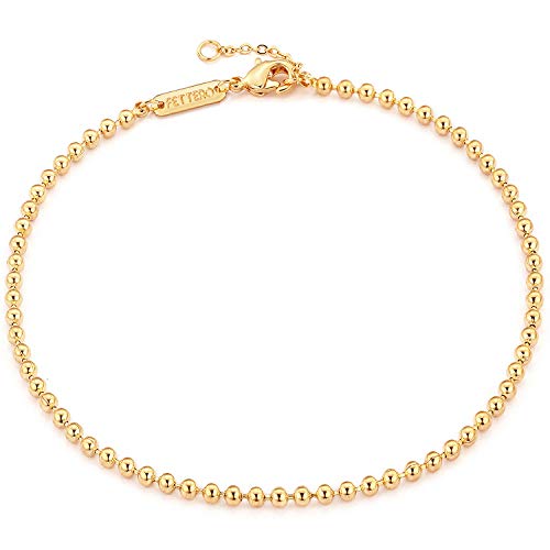 Fettero Anklet Bracelets for Women Gold Plated Dainty Waterproof Anklet Charm Bracelet Summer Beach Foot Jewelry
