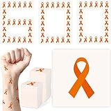 CrateGurus Co. 600 Pcs Orange Ribbon Temporary Tattoos Multiple Sclerosis MS Self harm Skin Cancer Autoinflammatory Agent Leukemia Kidney COPD ADHD RSD CRPS Spinal Malnutrition Survivor Awareness Item