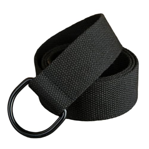 Men's Women's Adjustable Canvas Woven Waistband Waist Belt Strap Metal D Ring Buckle Waistbelt2