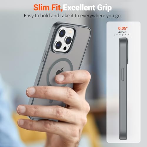 Image of SUPFINE Magnetic for iPhone 13 Pro Case (Compatible with MagSafe) (Military Grade Drop Protection) Slim Translucent Matte Shockproof with Anti-Fingerprint Phone Case,Gray