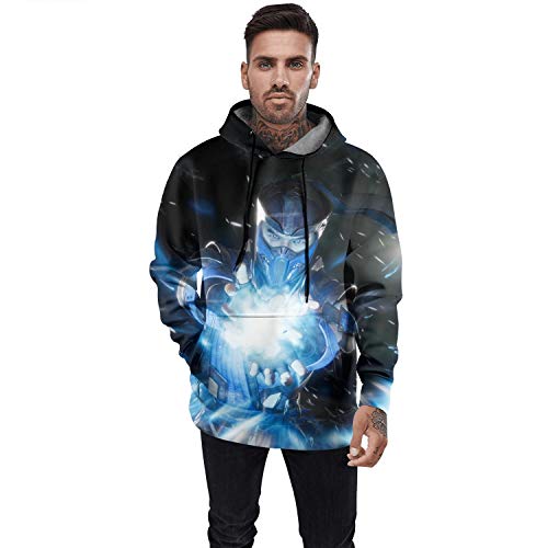 Unisex 3D Creative Graphic Hooded Sweatshirt Leisure Mortal-Kombat-Sub-Zero-Blue-1- Pullover Hoodies Cool Hoodies #TOP2