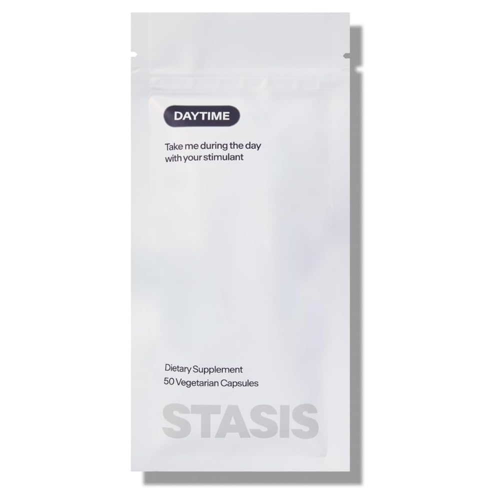 Stasis Daytime Energy and Focus Supplement to Pair with Stimulant - New and Improved Formula with CoQ10 and Rhodiola Rosea - All-Day Energy, Mood, and Brain Support - 25 Servings
