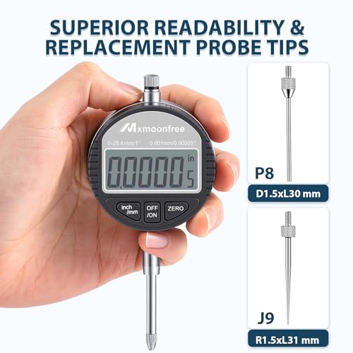 Résolution 0,001 mm pour cet indicateur numérique à cadran avec conversion métrique