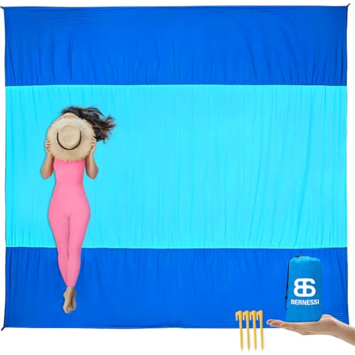 BERNESSI 275 x 305cm Sandproof Waterproof Extra Large Beach Mat Foldable for Family Portable Lightweight Oversized Beach Quick Drying Blanket Sand Free for Outdoor Picnic Beach Travel Camping Hiking