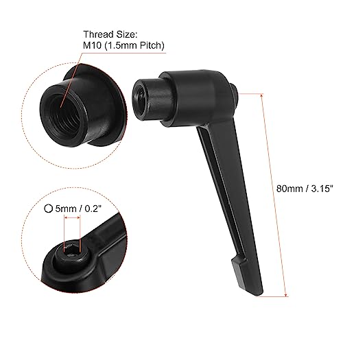 Image of HARFINGTON 6pcs Adjustable Clamping Lever Handles M10 Female Thread Knobs Rotating Screw Locking Quick Release Ratchet Push Button Handle, Black