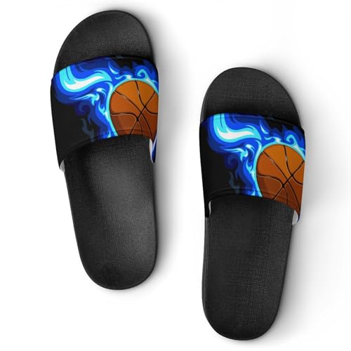 Claquettes femme basket-ball de feu pour la maison et pantoufles de bain antidérapantes