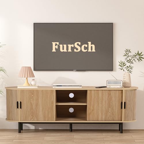 ,wood Mid Century Modern Tv Cabinet For Up To 75&ldquo; Tv,curve