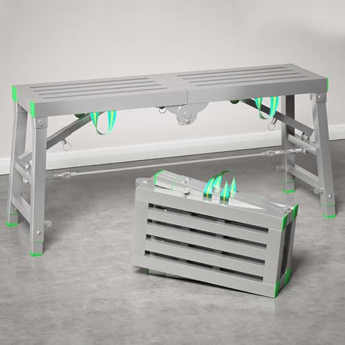 Plataforma Plegable con trampilla, andamio de Alta Resistencia, Capacidad de 400 kg, Escalera de Torre de Trabajo Ajustable, Soporte portátil de construcción de Acero para Bricolaje, manteni