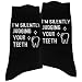 ATOERNCSO Witty Dental-Themed Socks - ‘I’m Silently Judging Your Teeth’ Gift (Dentist/Dental Student Present).(092)
