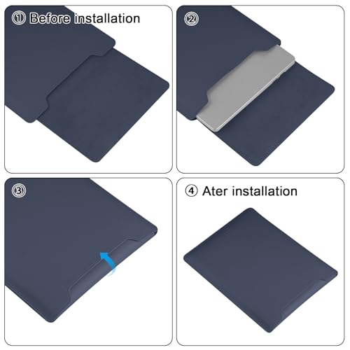 HoYiXi 15.6" Laptop Sleeve Case PU Leather with Stand Compatible with MacBook Pro 16/15.4'' MacBook Pro 15, Mac Air 15,16'' Laptop Bag for Dell, Acer, Asus,15-16'' laptop case,Blue - Image 5